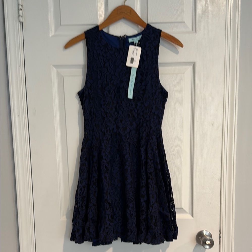 Navy Lace Sleeveless Dress